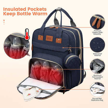 2-in-1 Nappy Backpack with fold out Travel Cot