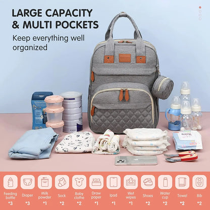 2-in-1 Nappy Backpack with fold out Travel Cot