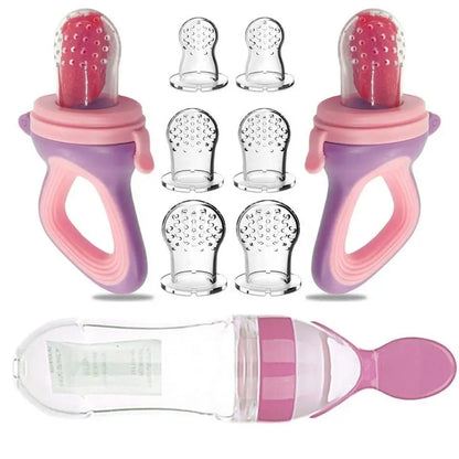 2 in 1 Baby Feeding Bottle with Silicone Spoon & Fresh Food Feeder