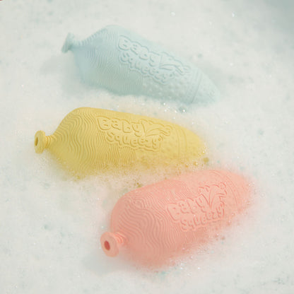 BabySqueezy is a 3-in-1: Newborn Bath Rinser, Teether & Toy