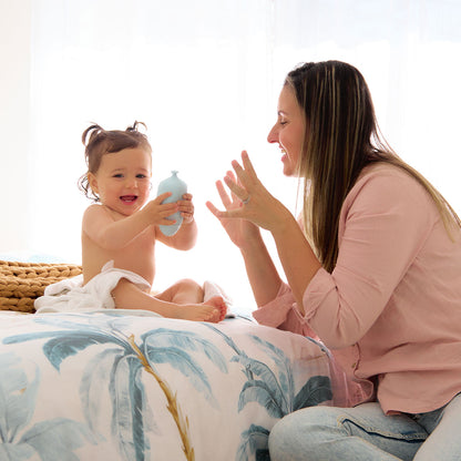 BabySqueezy is a 3-in-1: Newborn Bath Rinser, Teether & Toy