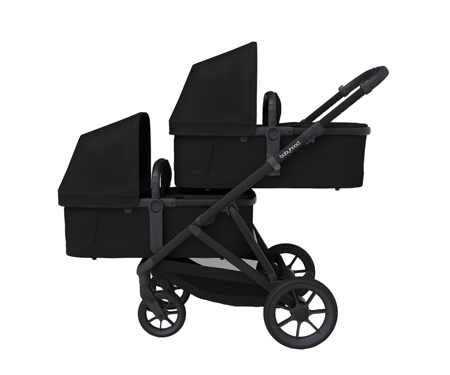 Black - Babyhood Doppio Plus Stroller Single Seat + Bassinet