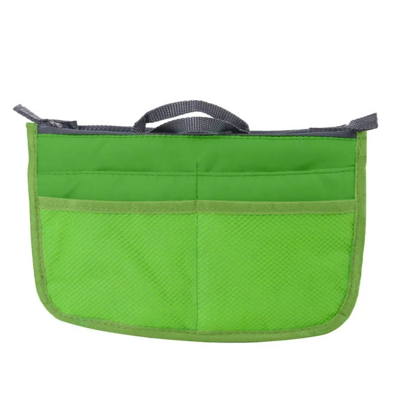 Multifunctional Bi-fold Storage Bag compact bag organiser insert with various compartments, can contain cosmetics, hair items, perfume, creams, keys, electronic devices, all handbag necessities