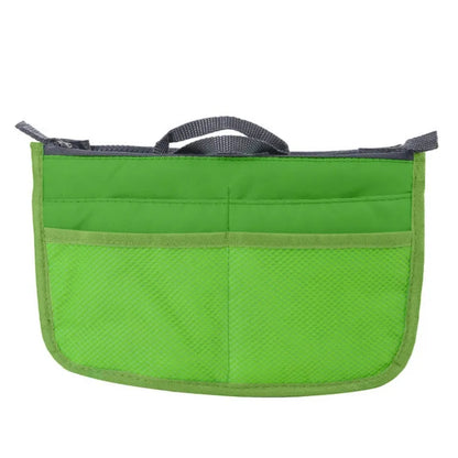 Multifunctional Bi-fold Storage Bag compact bag organiser insert with various compartments, can contain cosmetics, hair items, perfume, creams, keys, electronic devices, all handbag necessities