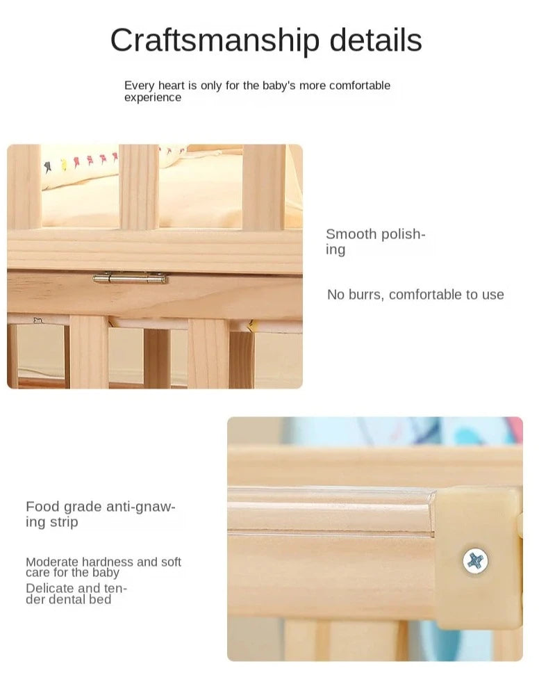 Multifunctional Solid Wood Baby Crib