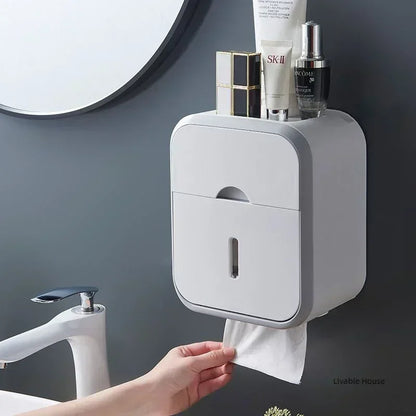 Toilet Paper Holder Box with Drawer