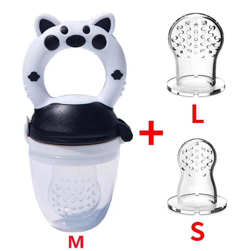 Soft silicone baby feeder for fresh fruit, vegetables, and snacks, perfect for hands-on weaning and easy cleaning.