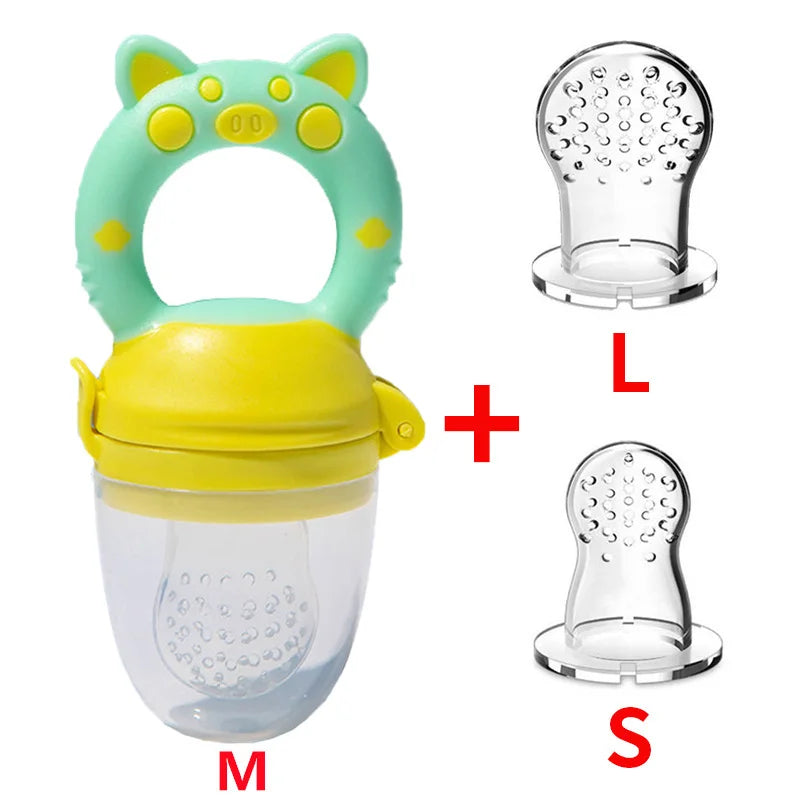 Soft silicone baby feeder for fresh fruit, vegetables, and snacks, perfect for hands-on weaning and easy cleaning